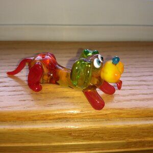 Dachshund Glass Miniature Figurine.